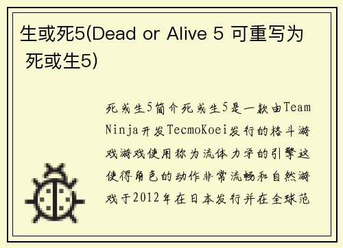 生或死5(Dead or Alive 5 可重写为 死或生5)